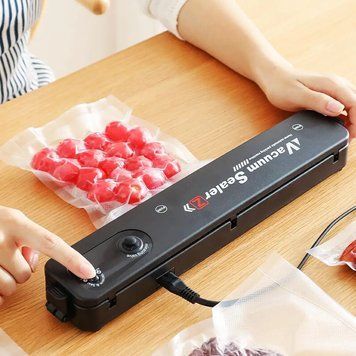 Вакууматор Vacuum Sealer вакуумний пакувальник для їжі, побутовий вакууматор чорний G789562013 фото