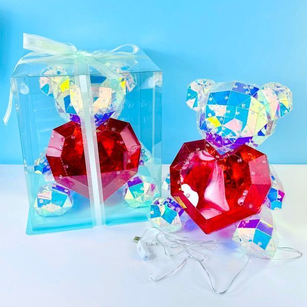 Світлодіодний нічник Teddy with heart red 30cm USB (з упаковкою) 44408 фото