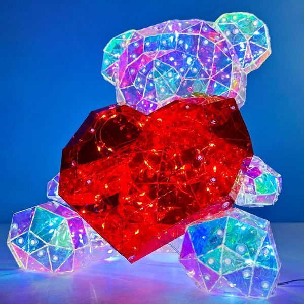 Світлодіодний нічник Teddy with heart red 30cm USB (з упаковкою) 44408 фото