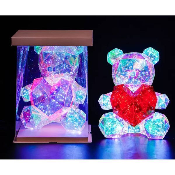 Світлодіодний нічник Teddy with heart red 30cm USB (з упаковкою) 44408 фото