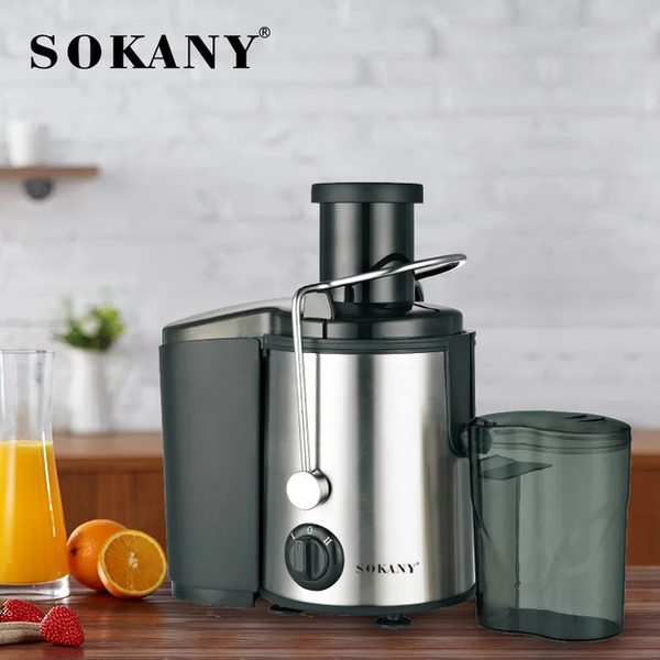 Електрична соковижималка SOKANY SK-4000 &mdash; 800 Вт, 2 швидкості, резервуар для соку 0.45 л, для овочів і фруктів, чорна SK-4000 фото
