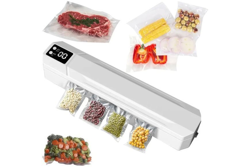 Вакуумний пакувальник пакетів Vacuum Sealer / Автоматичний побутовий вакууматор з пакетами, вакуумайзер для пакування та зберігання їжі G5878 фото