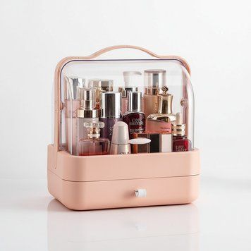 Настільний органайзер для косметики на 2 секції YM206 Single Drawer Рожевий Кейс для косметики Бьюті Бокс YM206 фото