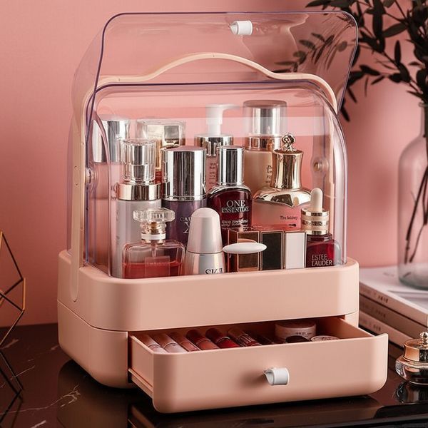 Настільний органайзер для косметики на 2 секції YM206 Single Drawer Рожевий Кейс для косметики Бьюті Бокс YM206 фото