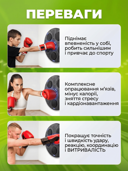 Розумна музична боксерська мішень на стіну Intelligent Boxing Machine з Bluetooth, підсвіткою та рукавицями (9 режимів) boxingtarget фото
