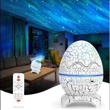 Нічник-проектор "Яйце дракона" з Bluetooth-колонкою та мелодіями для сну, білого кольору egg фото