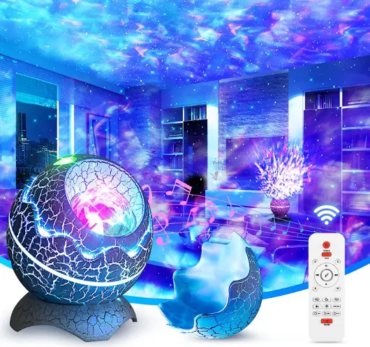 Нічник-проектор "Яйце дракона" з Bluetooth-колонкою та мелодіями для сну, білого кольору egg фото