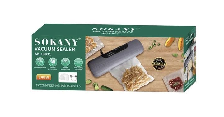 Вакуумний пакувальник Sokany SK-13031 60 кПа &mdash; компактний вакууматор 30 см для сухих і вологих продуктів, сірий SK-13031 фото