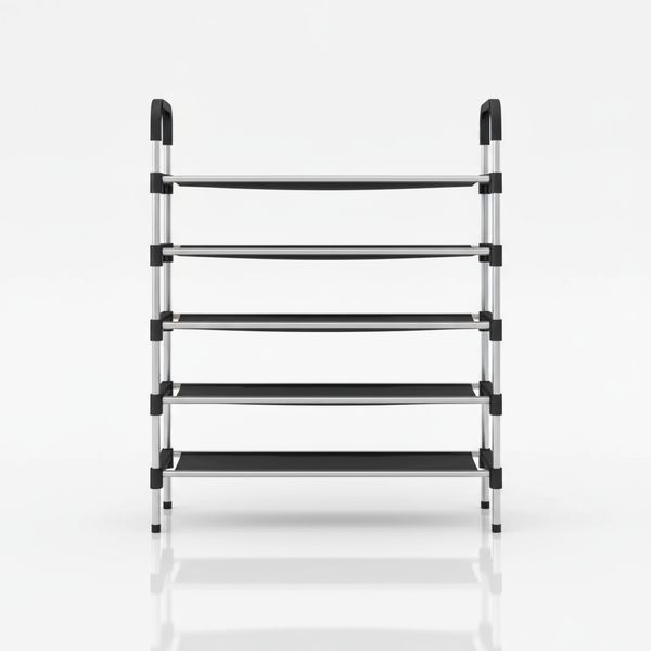 Металева полиця для взуття на 5 рівнів Shoe Rack XL &mdash; органайзер-стелаж для 15 пар взуття в коридор, гардеробну чи офіс, міцний розбірний компактний стелаж для зберігання взуття 1277 фото