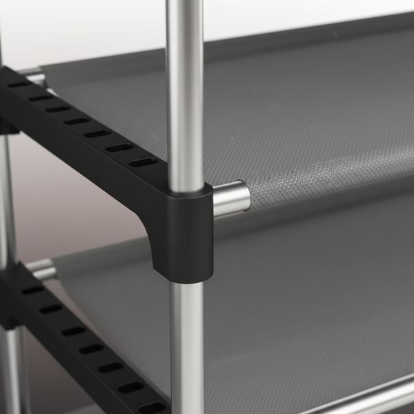 Металева полиця для взуття на 5 рівнів Shoe Rack XL &mdash; органайзер-стелаж для 15 пар взуття в коридор, гардеробну чи офіс, міцний розбірний компактний стелаж для зберігання взуття 1277 фото