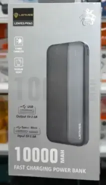 Зовнішній акумулятор Power bank LENYES PX163 10000mAh компактний універсальний на 2 входи Чорний PX163 фото