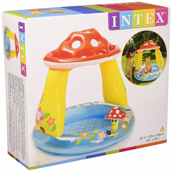 Дитячий надувний басейн Intex "Грибочок" 102 x 89 см з тентом від сонця, яскравий дизайн, модель 57114 Intex57114 фото
