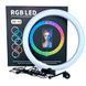 Кільцева RGB LED лампа 3D-33 33 см &mdash; понад 15 режимів, тримач для телефону, регулювання яскравості та кольору 3D-33 фото 1