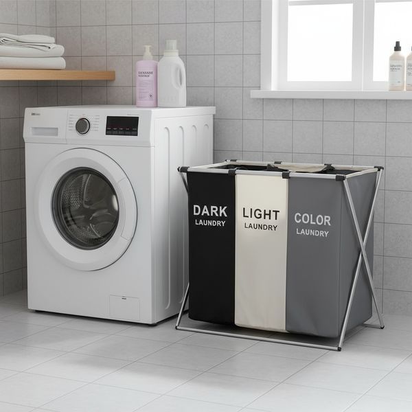 Кошик для білизни з 3 відділеннями для сортування одягу Laundry1 фото