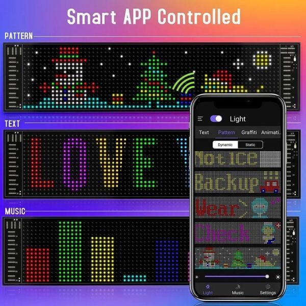 Гнучкий LED екран LED Matrix Panel 10см&times;35 см &ndash; програмована матриця з APP та пультом LEDMatrix10см&times;35 см фото