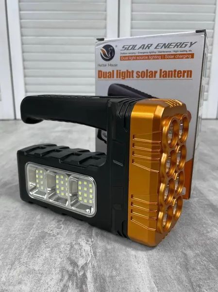 Ліхтарик ручний акумуляторний на сонячній батареї з функцією Power Bank Solar Energy 7702-A XPE+COB 7702-A фото