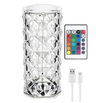Кришталевий декоративний нічник-лампа RGB Crystal Rose Ambience 19.5 см &ndash; настільний LED світильник із 3D ефектом сяйва і зміною кольорів для спальні, вітальні та подарунків Crystal_Rose фото