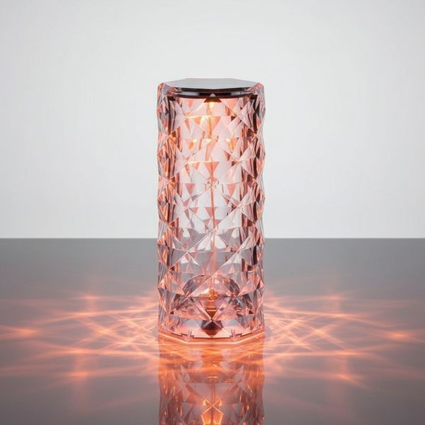 Кришталевий декоративний нічник-лампа RGB Crystal Rose Ambience 19.5 см &ndash; настільний LED світильник із 3D ефектом сяйва і зміною кольорів для спальні, вітальні та подарунків Crystal_Rose фото
