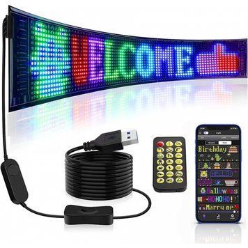Гнучкий LED екран LED Matrix Panel 19,2см&times;89,8 см &ndash; програмована матриця з APP та пультом LEDMatrix19,2см&times;89,8 см фото