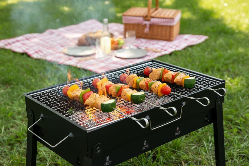 Складений гриль барбекю, портативний мангал BBQ Grill Portable з ручкою, жароміцний, Чорний 1285 фото