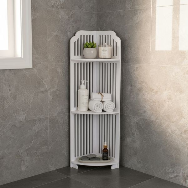 Полиця стелаж пластикова у ванну кутова PK-05 (80cm*20cm*20cm) 1293 фото