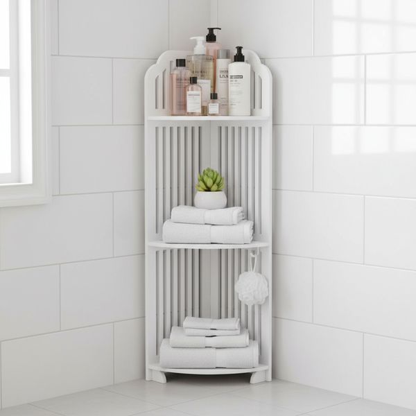 Полиця стелаж пластикова у ванну кутова PK-05 (80cm*20cm*20cm) 1293 фото