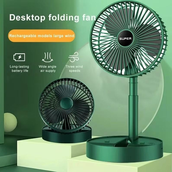 Портативний настільний вентилятор-трансформер Folding Storage Fan, складаний, USB-зарядкою та функцією підставки для телефону.  Foldfan фото