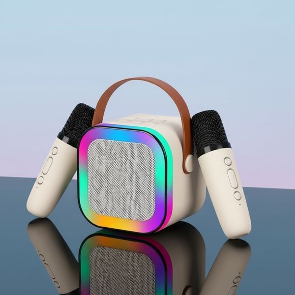 Дитячий набір для караоке портативна Bluetooth колонка с 2 мікрофонами і RBG підсвіткою (K12) 1259 фото