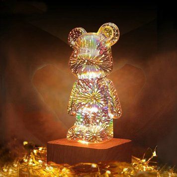 3D нічник із ефектом феєрверка у вигляді ведмедика Bearbrick RGB LED &ndash; лампа на 16 кольорів 3D нічник фото