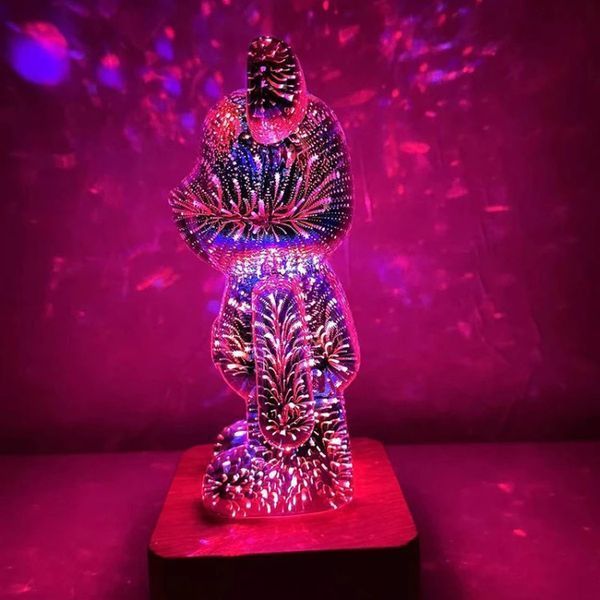 3D нічник із ефектом феєрверка у вигляді ведмедика Bearbrick RGB LED &ndash; лампа на 16 кольорів 3D нічник фото