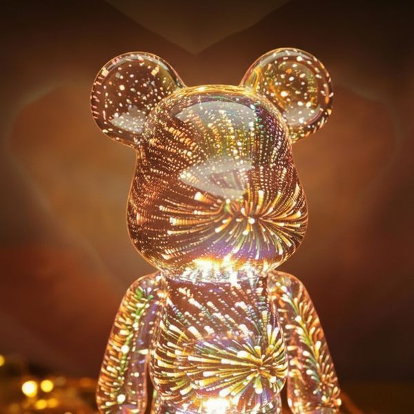 3D нічник із ефектом феєрверка у вигляді ведмедика Bearbrick RGB LED &ndash; лампа на 16 кольорів 3D нічник фото