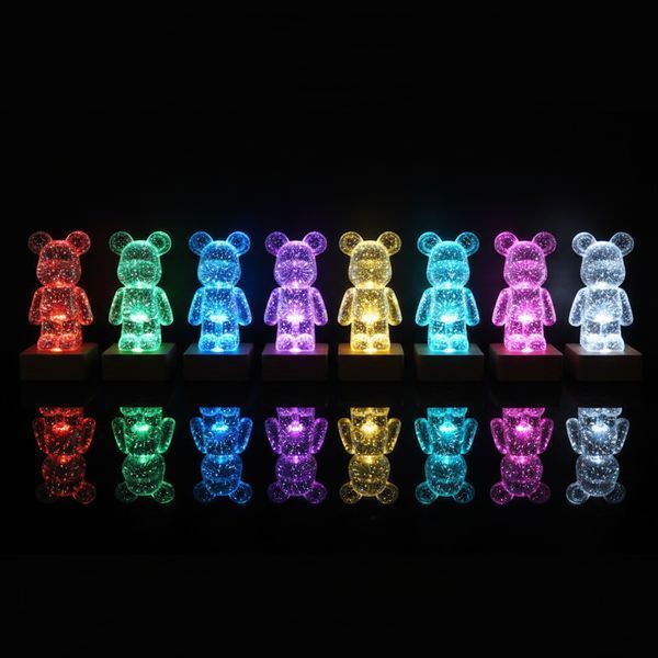 3D нічник із ефектом феєрверка у вигляді ведмедика Bearbrick RGB LED &ndash; лампа на 16 кольорів 3D нічник фото