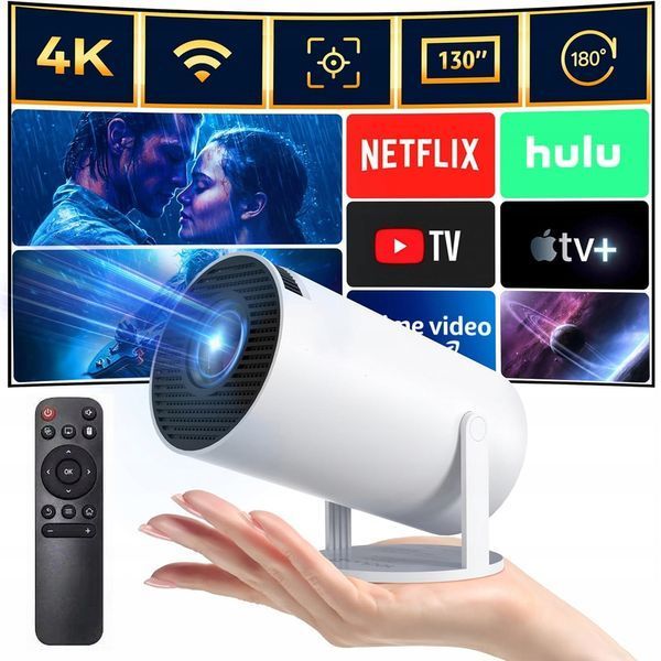 Проектор домашній кінотеатр UltraHD HY300 Pro 4K Android 11 WI-FI Смарт-проектор білий 90927 фото