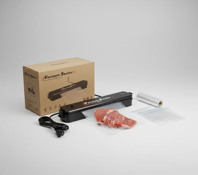 Вакууматор Vacuum Sealer вакуумний пакувальник для їжі, побутовий вакууматор чорний 1298 фото