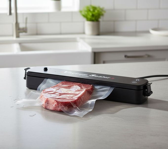 Вакууматор Vacuum Sealer вакуумний пакувальник для їжі, побутовий вакууматор чорний 1298 фото