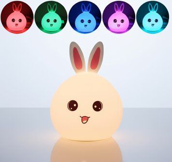 Силіконовий дитячий нічник Кролик акумуляторний LED RGB 7 режимів світіння м'який світильник EL-543-13 1261 фото