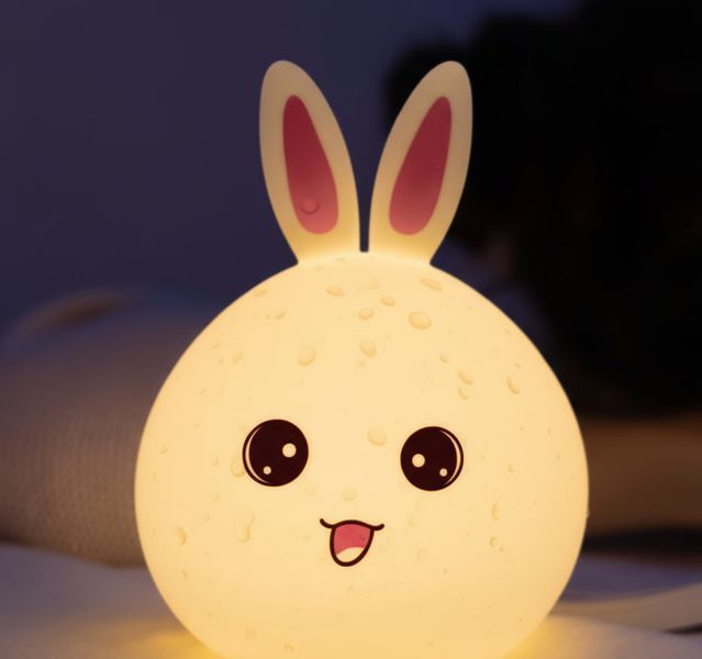Силіконовий дитячий нічник Кролик акумуляторний LED RGB 7 режимів світіння м'який світильник EL-543-13 1261 фото